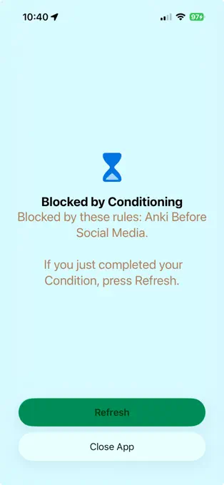 Conditioning — Blocked screen